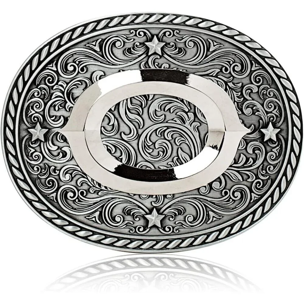 Women's Silver O Cowgirl Initial Large Letter Zinc Alloy Imported Belt Buckles